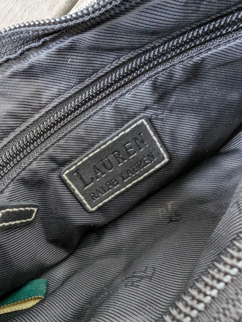 Vintage Ralph Lauren Gray Monogram Crescent Shoulder Bag with Adjustabable Strap